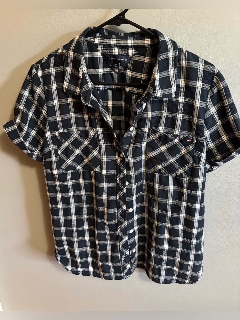 Women’s Tommy Hilfiger Navy & White Plaid Button-Front Shirt